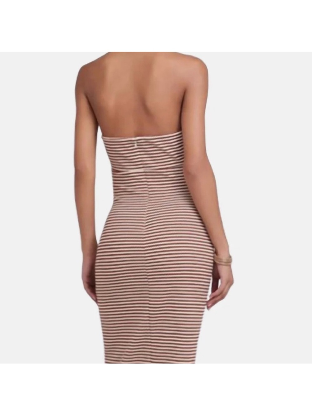 Amanda Uprichard Conchita Halter Body-con Dress in Brown and Cream - Picture 3 of 5